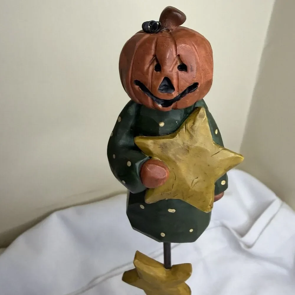 Blossom Bucket Halloween Pumpkin Man Moon Pedestal By Suzy Skoglund 13